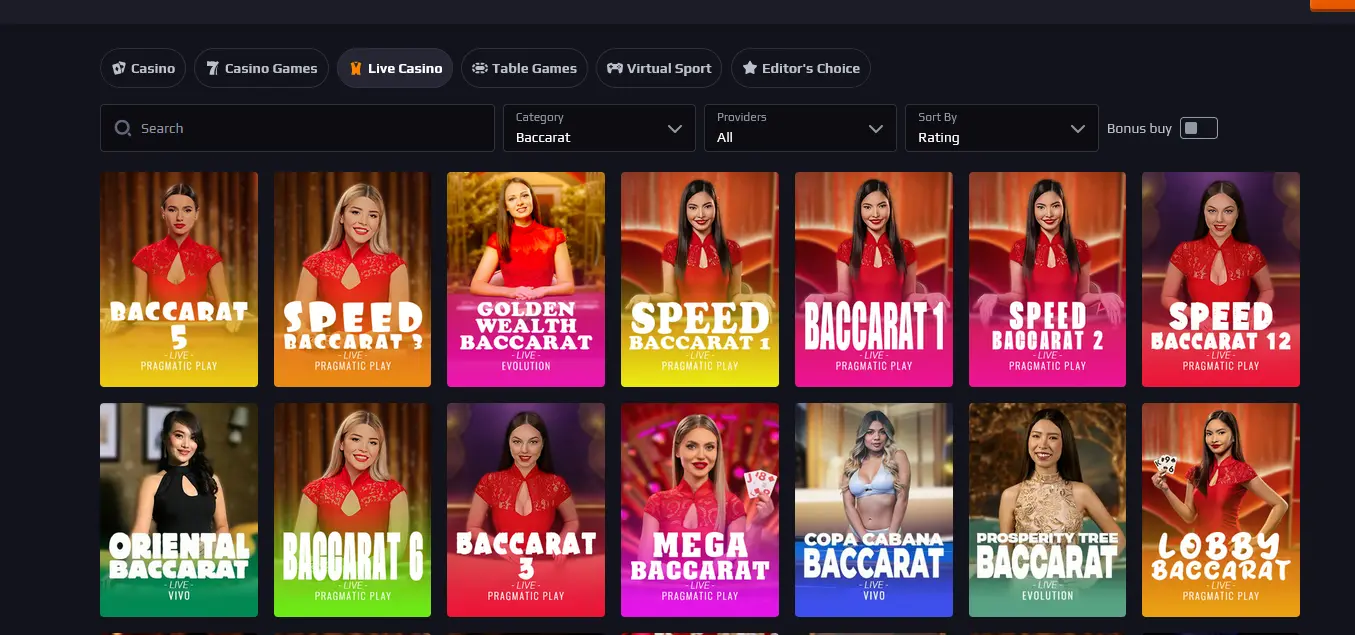 Blaze Spins live baccarat tables streamed in high definition